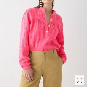 J Crew gauze Top | vivid begonia